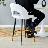 Counter Height Stools Upholstered Gold Footrest White - Furniture Home Direct