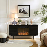 Oak Board Cabinet, The Middle Layer Board On Both Sides Of The Cabinet Can Be Adjusted, The Furnace Is Embedded In The Middle Grid With The Remote Control - Furniture Home Direct