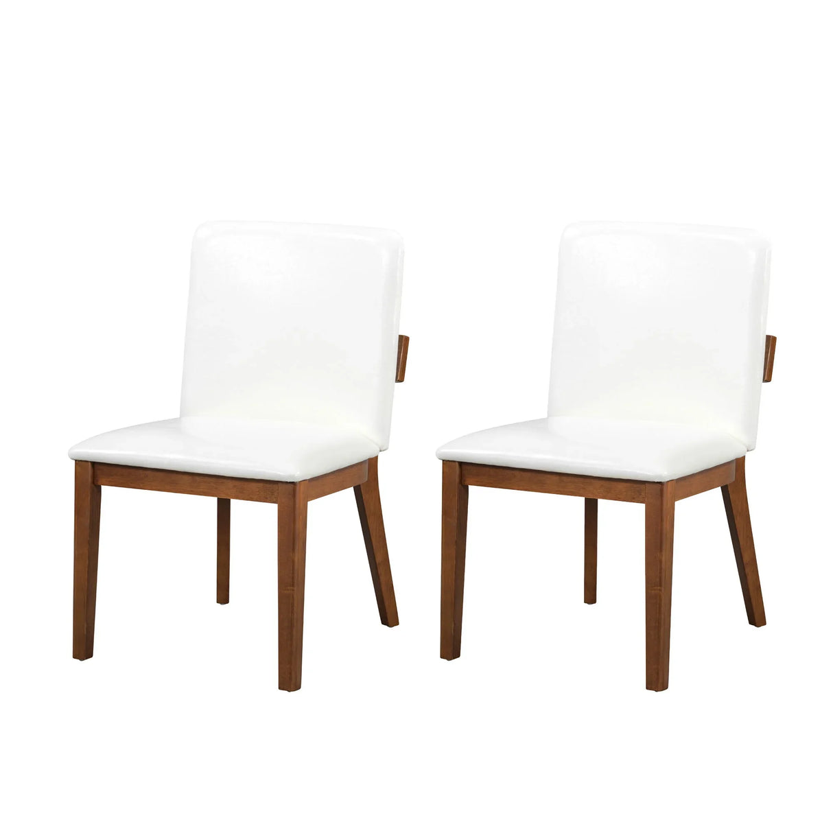 Modern Dining Chairs (Set of 2) With Glossy Upholstery - White / Walnut - Furniture Home Direct