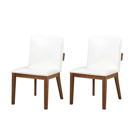 Modern Dining Chairs (Set of 2) With Glossy Upholstery - White / Walnut - Furniture Home Direct