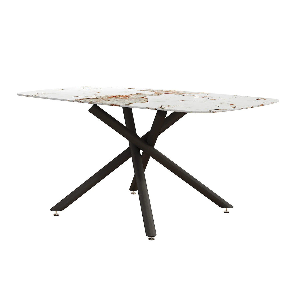 Luxurious Marble Patterned Dining Table With Metal Fork Legs - Furniture Home Direct