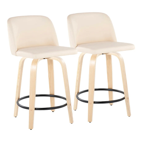 Toriano - Contemporary, Fixed Height Counter Stool With Swivel And Round Footrest (Set of 2) - Furniture Home Direct