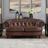 Newport - Leather Loveseat - Caramel - Furniture Home Direct