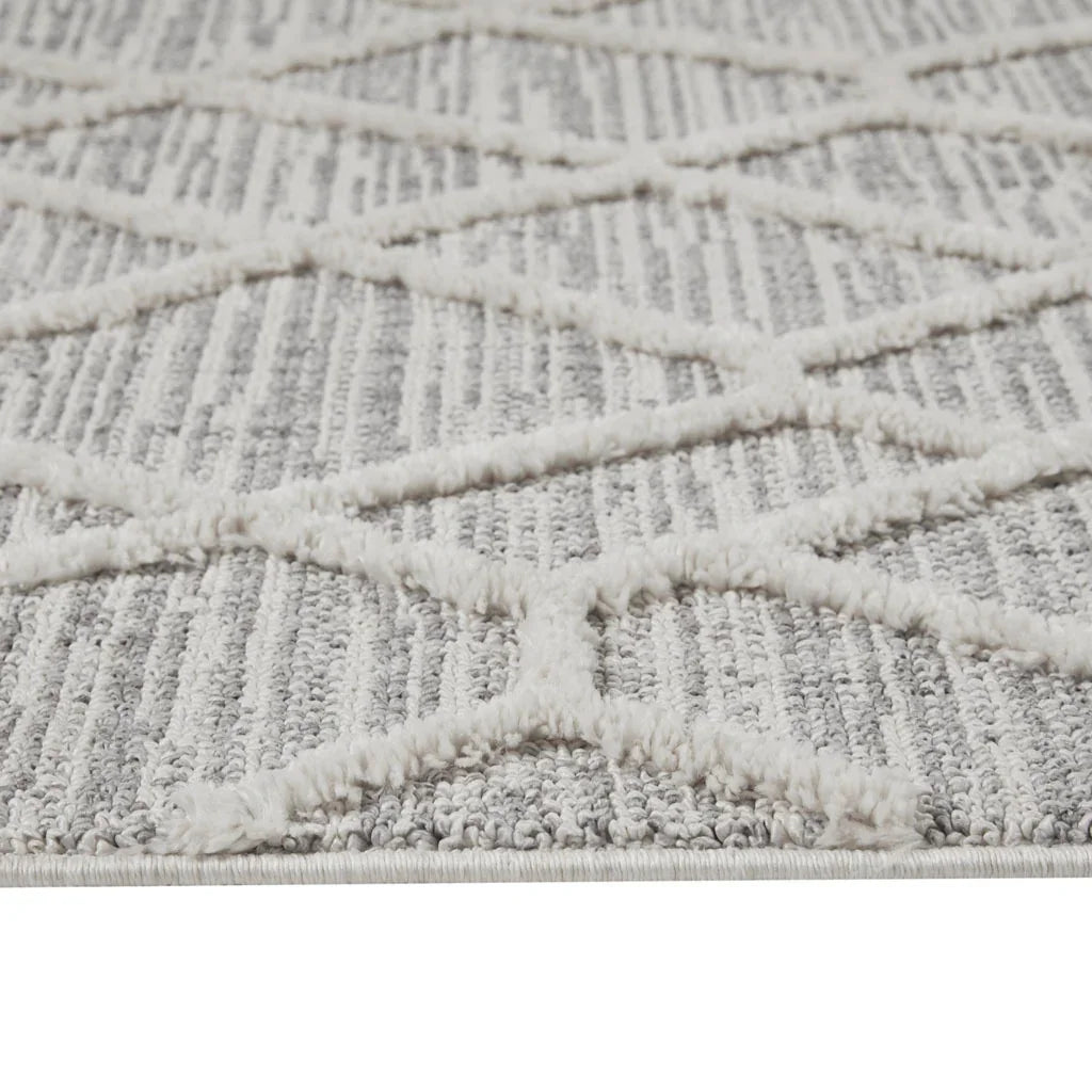 Area Rug Pebble Pattern Machine Made Polyester Gray Cream - Furniture Home Direct