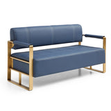 Modern Upholstery Accent Loveseat Sofa For Living Room 2 Seater With Golden Metal Arms - Furniture Home Direct
