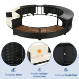Spa Surround Spa Frame Patio Rattan Sofa Set With Storage Spaces, Mini Sofa And Comfortable Cushion For Patio, Backyard - Furniture Home Direct