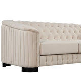 Modern 3-Piece Velvet Upholstered Living Room Set Including Sofa, Love Seat and Chair, Beige - Furniture Home Direct