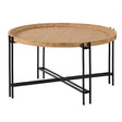 Farmhouse Round Wooden Round Coffee Table With Metal Legs - Black / Brown - Furniture Home Direct