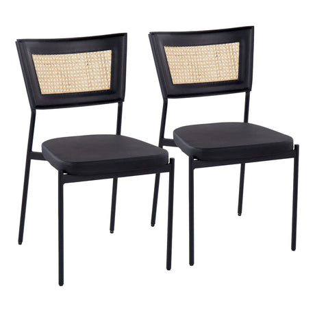 Tania - Contemporary Dining Chair (Set of 2) - Black / Rattan Back - Furniture Home Direct