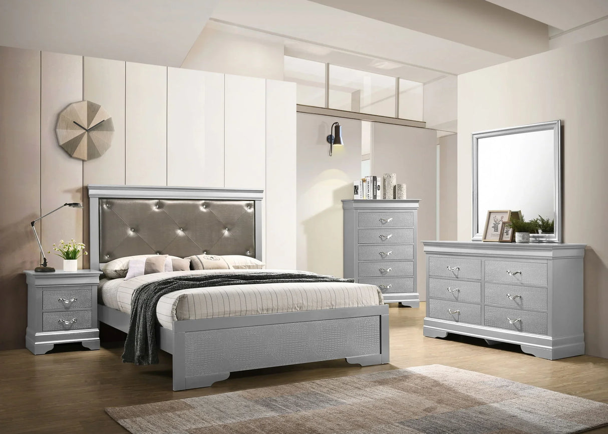Chic Elegantly Designed Transitional Bed - Furniture Home Direct