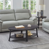Anze - 3 Piece Coffee Table Set Contemporary Oval Wood Shelf - Charcoal - Furniture Home Direct