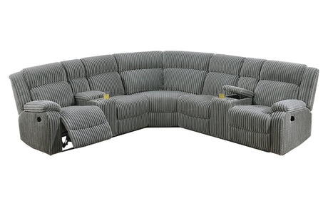 Sectional Sofa Corduroy Power Recliner Modern Gray - Furniture Home Direct