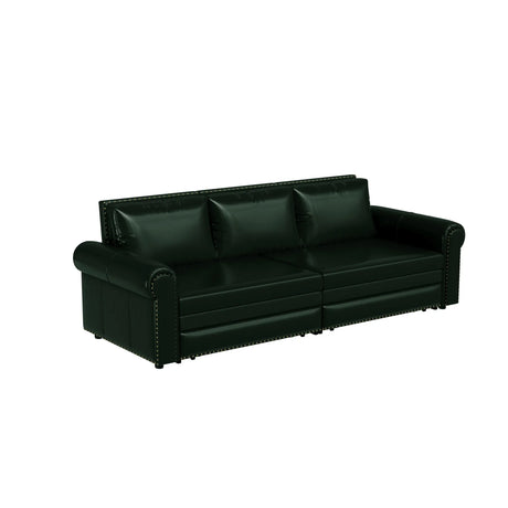3 In 1 Convertible Sleeper Sofa With Nailhead Trim & Rolled Arm - Furniture Home Direct