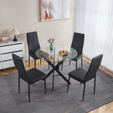 Dining Table With Cross Metal Leg And Tempered Glass, Modern Space Saving Kitchen Table For Living Room - Furniture Home Direct