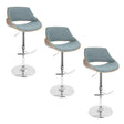 Fabrizzi - Mid Century Modern Adjustable Barstool With Swivel With Rounded T Footrest (Set of 3) - Furniture Home Direct