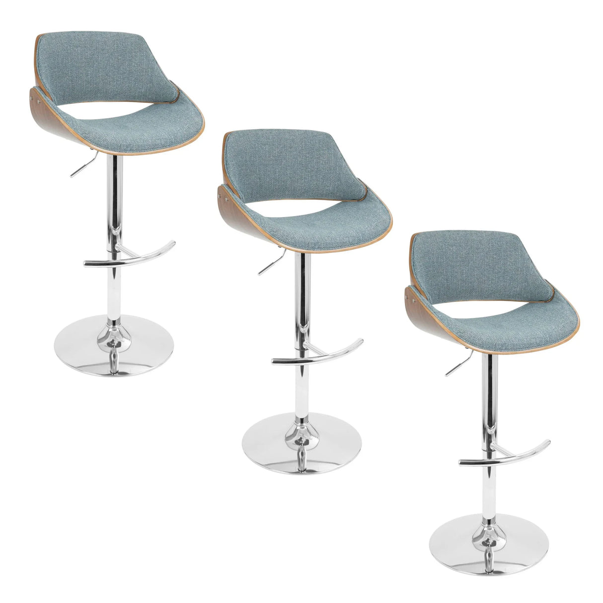 Fabrizzi - Mid Century Modern Adjustable Barstool With Swivel With Rounded T Footrest (Set of 3) - Furniture Home Direct