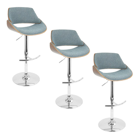 Fabrizzi - Mid Century Modern Adjustable Barstool With Swivel With Rounded T Footrest (Set of 3) - Furniture Home Direct