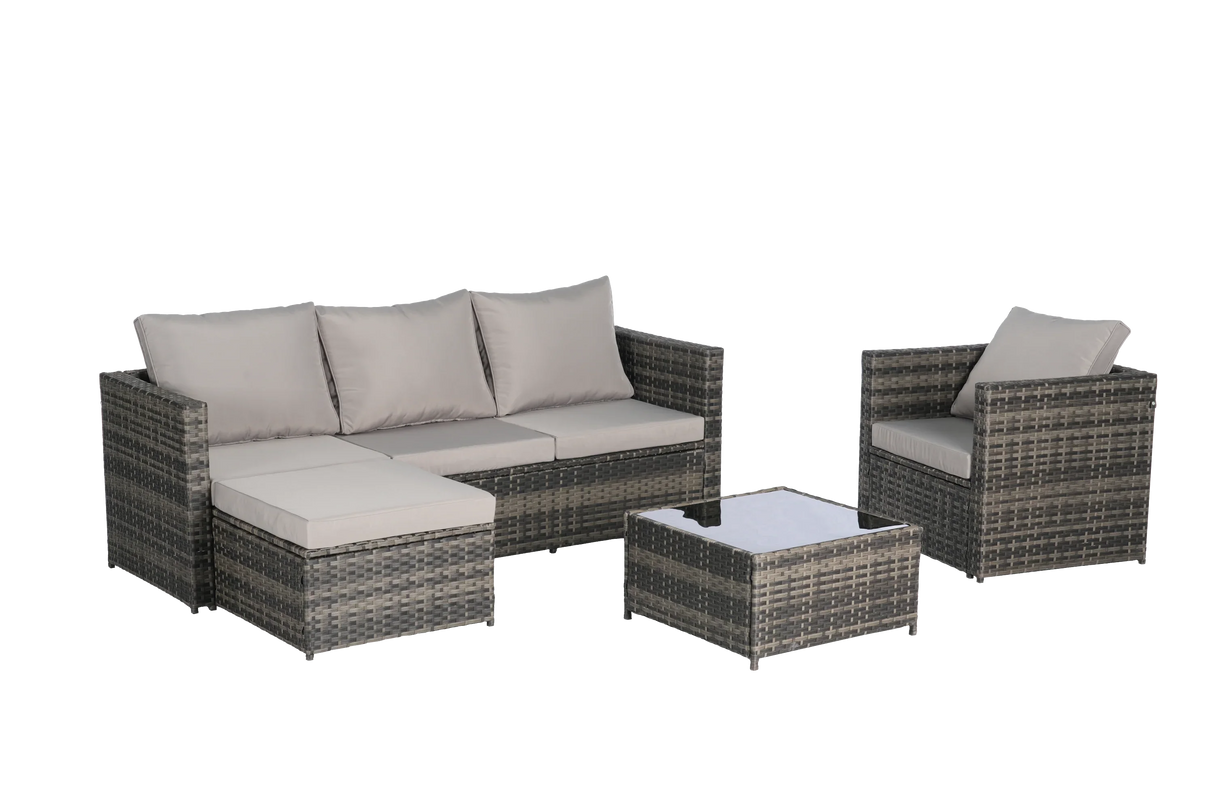 4 Piece Patio Sectional Set With Coffee Table - Gray - Furniture Home Direct