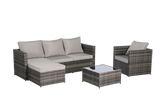 4 Piece Patio Sectional Set With Coffee Table - Gray - Furniture Home Direct