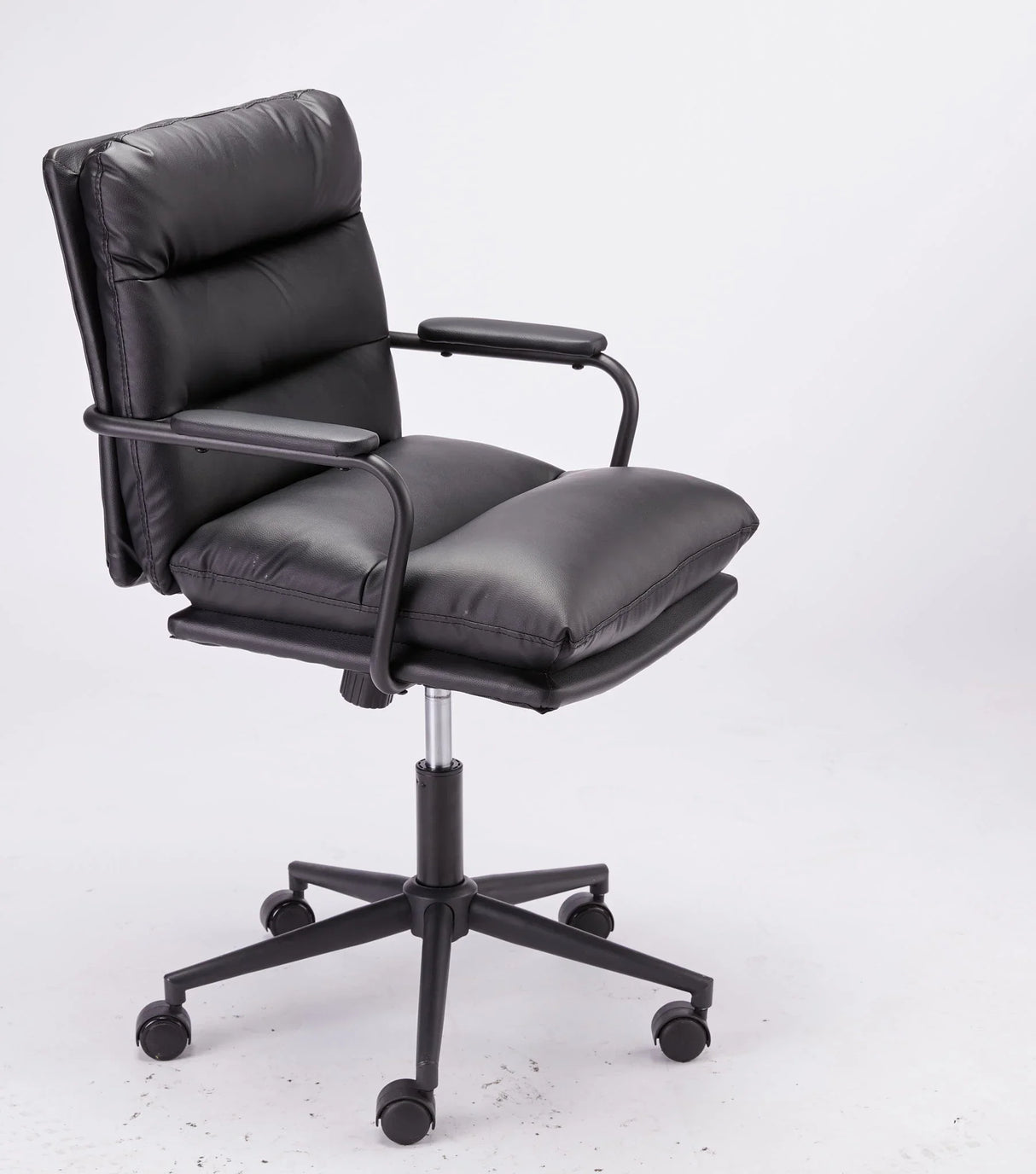 Office Chair Mid Back Desk Chair Modern Excutive Office Chair With Arms And Wheels For Home Office - Black - Furniture Home Direct