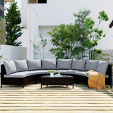 4 Piece Curved Wicker Patio Sectional with Coffee table - Gray - Furniture Home Direct