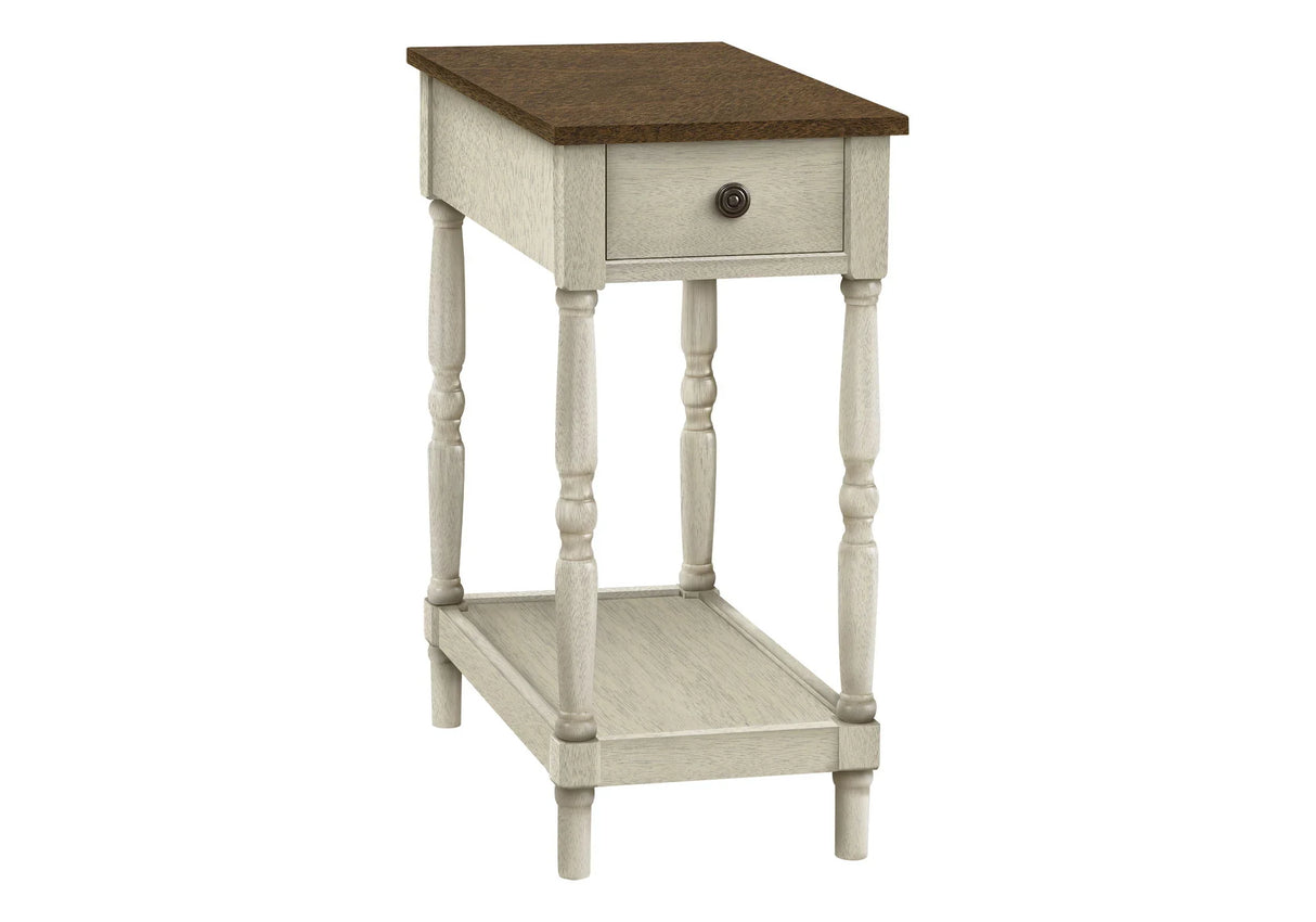 Accent End Table, 2 Tier, Storage Drawer, Traditional Stylish Design - Furniture Home Direct