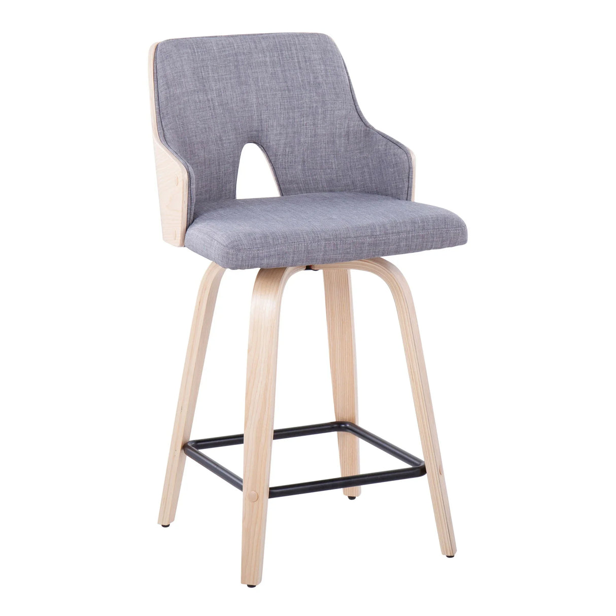 Stella - Contemporary Fixed Height Counter Stool With Swivel Square Footrest (Set of 2) - Furniture Home Direct