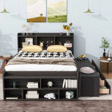Bed With Bookcase Headboard, Under Bed Storage Drawers And Bed End Storage Case - Furniture Home Direct