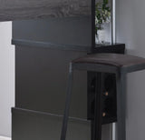 Home Bar Table With Wine Glass Compartment And Three Shelves - Distressed Gray / Black - Furniture Home Direct