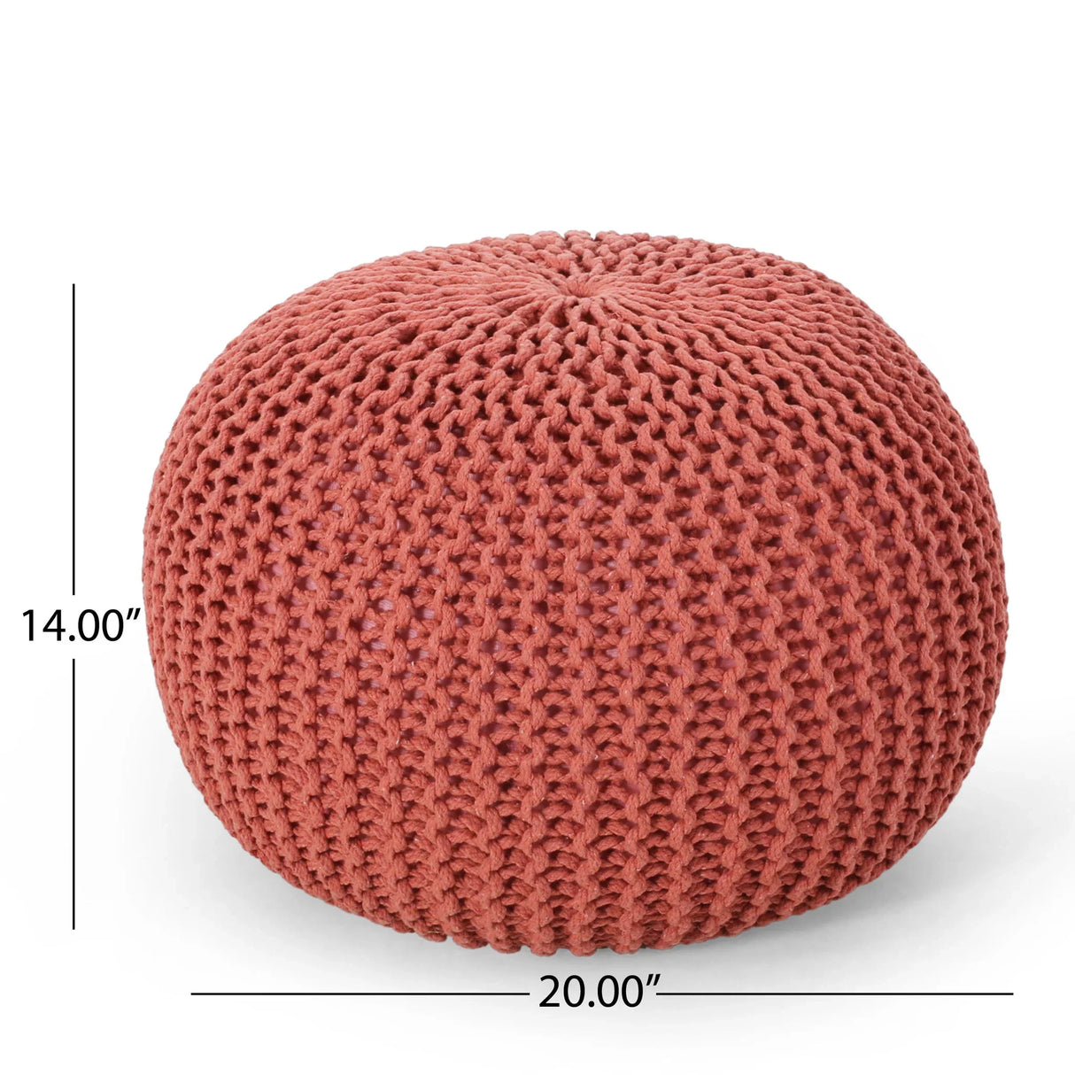 Bordeaux - Knitted Cotton Round Pouf Ottoman, Floor Cushion - Furniture Home Direct
