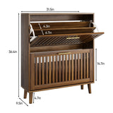Medieval Modern Shoe Cabinet With 2 Flip Drawers And Fence Design - Furniture Home Direct