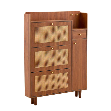 The Modern Minimalist Shoe Cabinet, Suitable For A Variety Of Styles Including Nordic, Japanese, And Industrial - Walnut - Furniture Home Direct