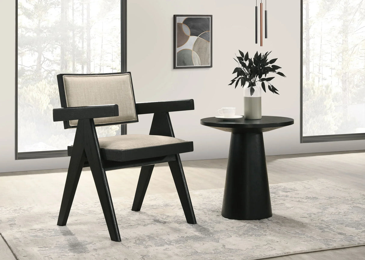 Jasper - 3 Piece Arm Chairs And SIde Table (Set of 3) - Ebony Black - Furniture Home Direct