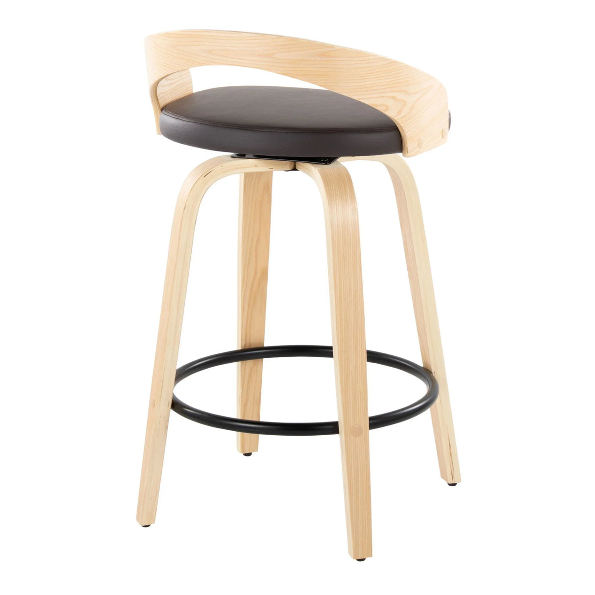 Grotto - Mid-Century Modern Fixed Height Counter Stool Swivel &h Round Footrest - Furniture Home Direct