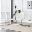 Dining Chairs Set Modern PU Upholstered Chrome White - Furniture Home Direct