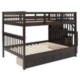 Stairway Bunk Bed With Storage And Guard Rail For Bedroom - Furniture Home Direct