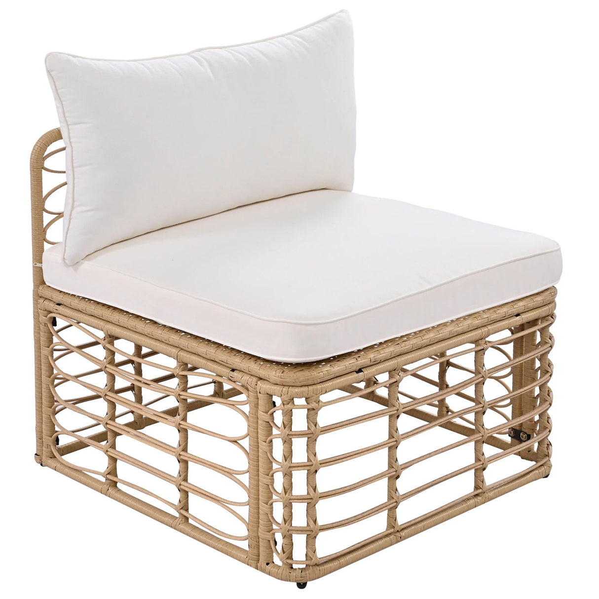 7 Piece Outdoor Patio All-Weather Rattan Sectional Sofa Set With Thick Cushions And Pillows - Beige - Furniture Home Direct