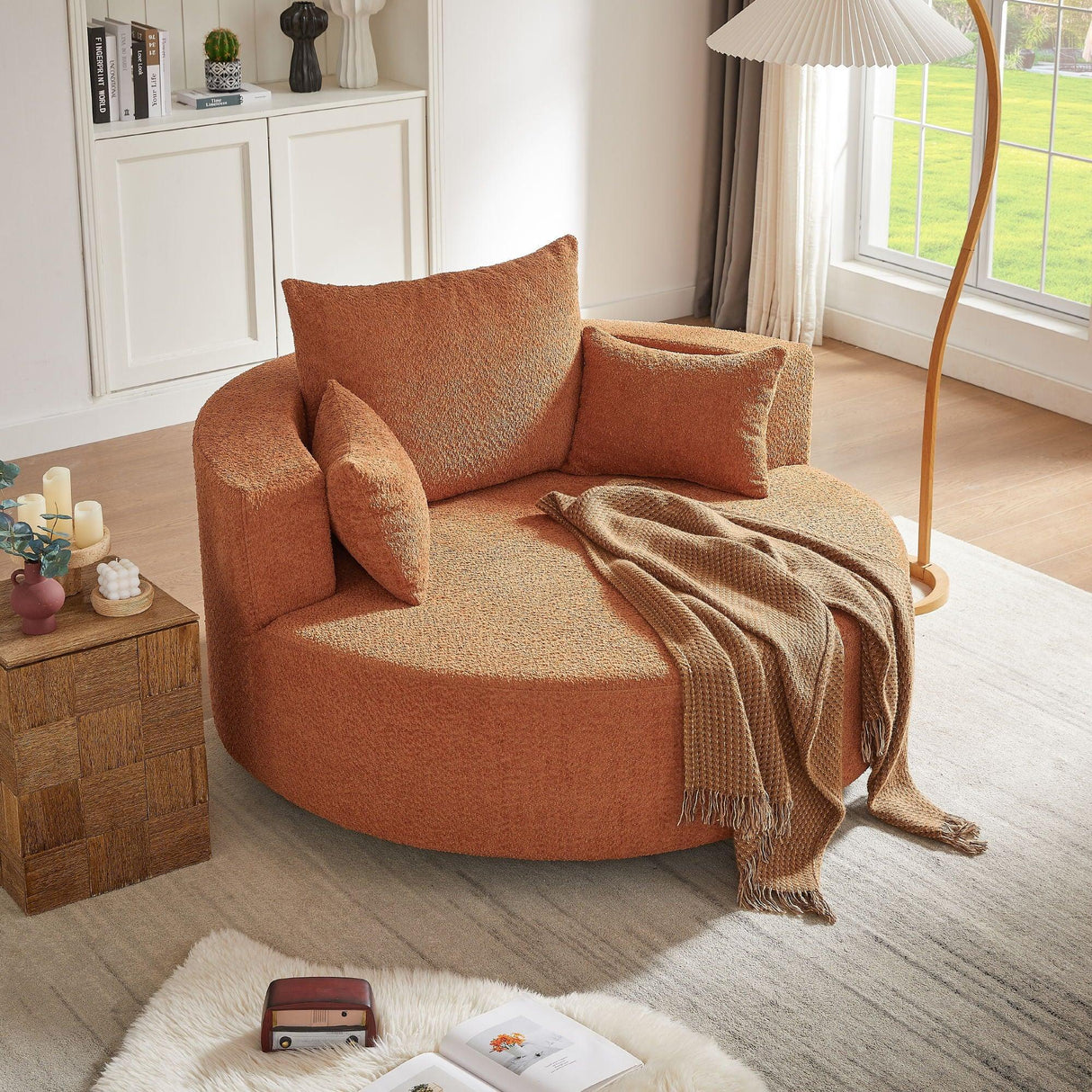 360° Swivel Accent Barrel Chair With 3 Removable Pillows For Living Room - Furniture Home Direct