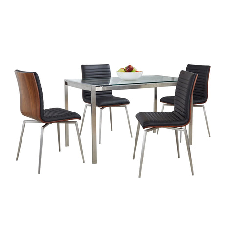 Fuji Mason - Swivel Contemporary Dining Set Dining Set, Glass, 5 Piece - Furniture Home Direct