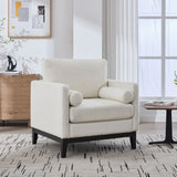 Wide Modern Farmhouse Performance Accent Chair With Legs, Wood Base - Furniture Home Direct