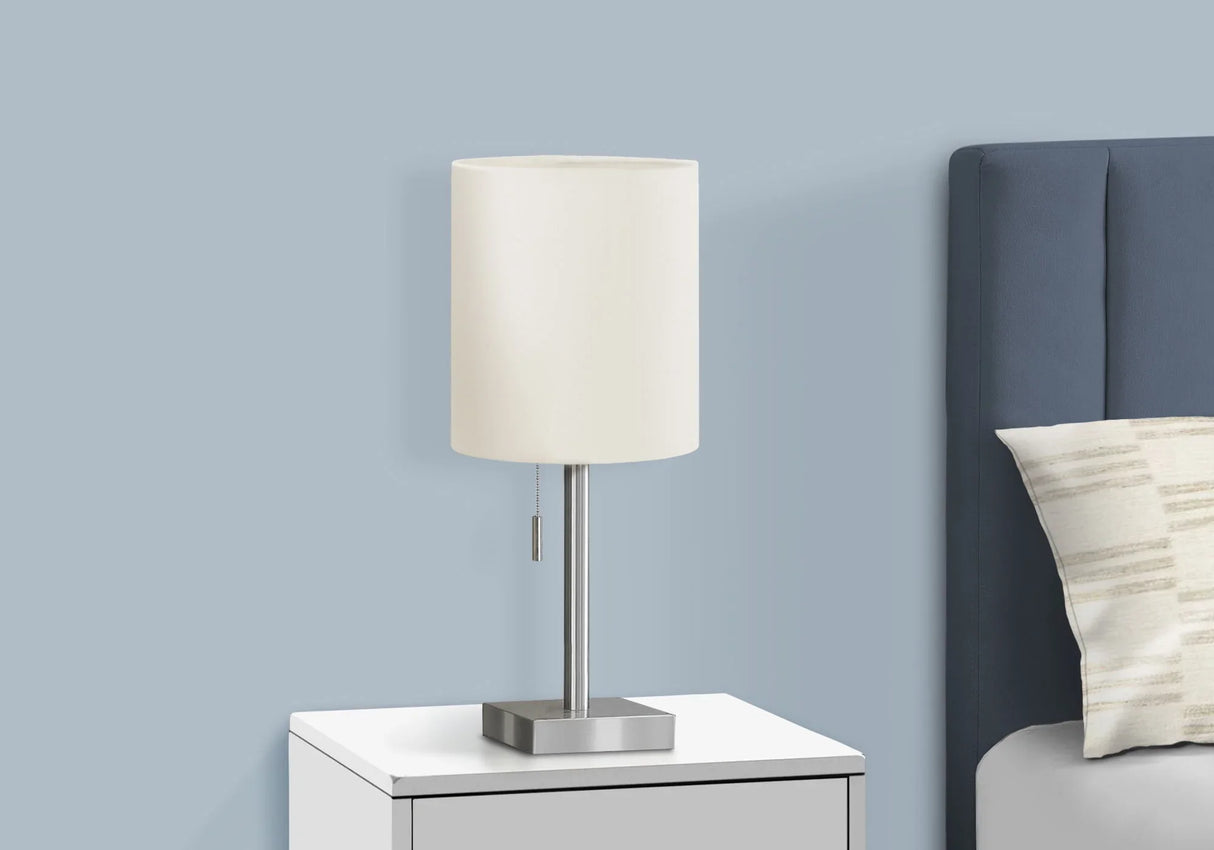 Lighting, Table Lamp, USB Port Included, Nickel, Contemporary (Set of 2) - Furniture Home Direct