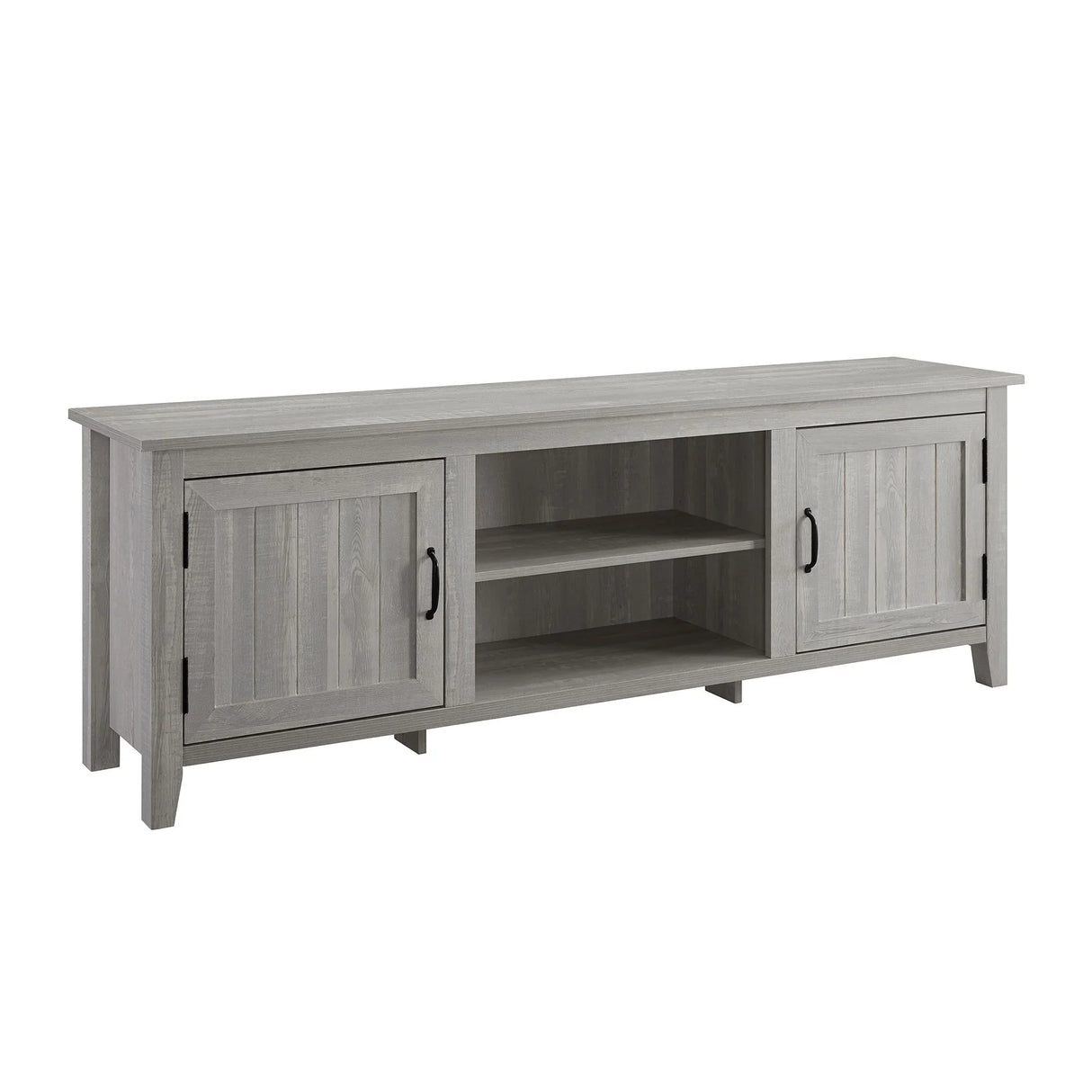 Modern Farmhouse 2 Door Grooved 70" TV Stand For 85" TVs - Furniture Home Direct