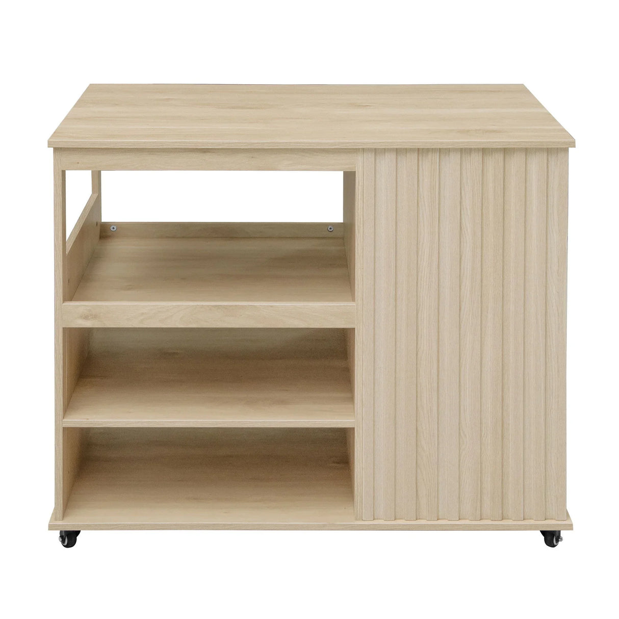 Kitchen Island Cart, Rolling Serving Utility Trolley Cart Modern Kitchen Island With Storage Drawer Wine Rack Lockable Casters, Kitchen Cart For Kitchen, Dining Room, Bar Living Room - Natural - Furniture Home Direct