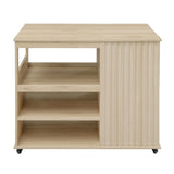Kitchen Island Cart, Rolling Serving Utility Trolley Cart Modern Kitchen Island With Storage Drawer Wine Rack Lockable Casters, Kitchen Cart For Kitchen, Dining Room, Bar Living Room - Natural - Furniture Home Direct