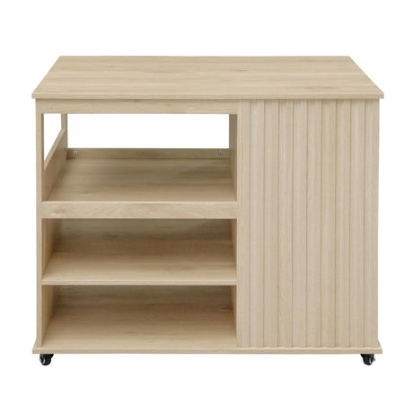 Kitchen Island Cart, Rolling Serving Utility Trolley Cart Modern Kitchen Island With Storage Drawer Wine Rack Lockable Casters, Kitchen Cart For Kitchen, Dining Room, Bar Living Room - Natural - Furniture Home Direct
