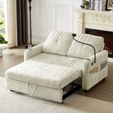 Modern Loveseat Pull Out Sofa Bed With Adjustable Backrest, Two Cup Holders, A Phone Holder, Three Charging Ports And Side Storage Pockets For Living Room - Furniture Home Direct