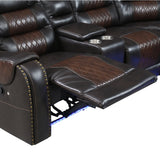Sectional Sofa with Manual Recline LED Lights Black Brown - Furniture Home Direct