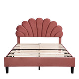 Upholstered Platform Bed With Flower Pattern Velvet Headboard - Furniture Home Direct
