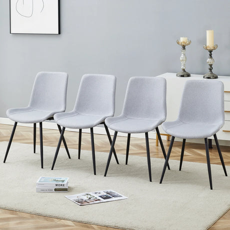 Dining Chair Set Modern Light Upholstered Fabric Chairs Gray - Furniture Home Direct