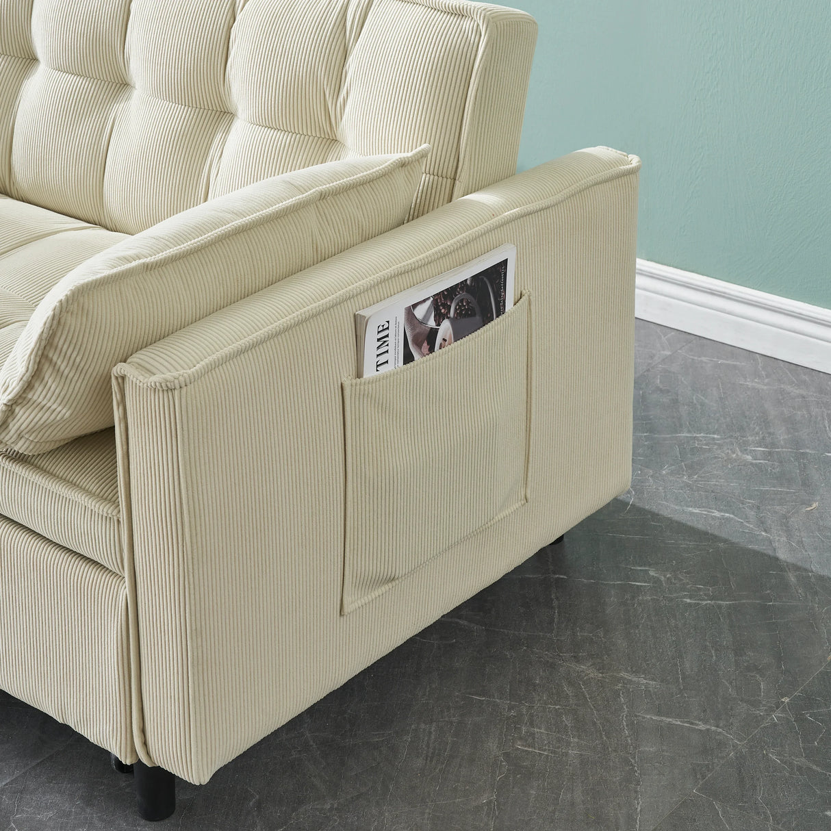 54.30-inch Love Seat with Pull Out Bed - beige - Furniture Home Direct